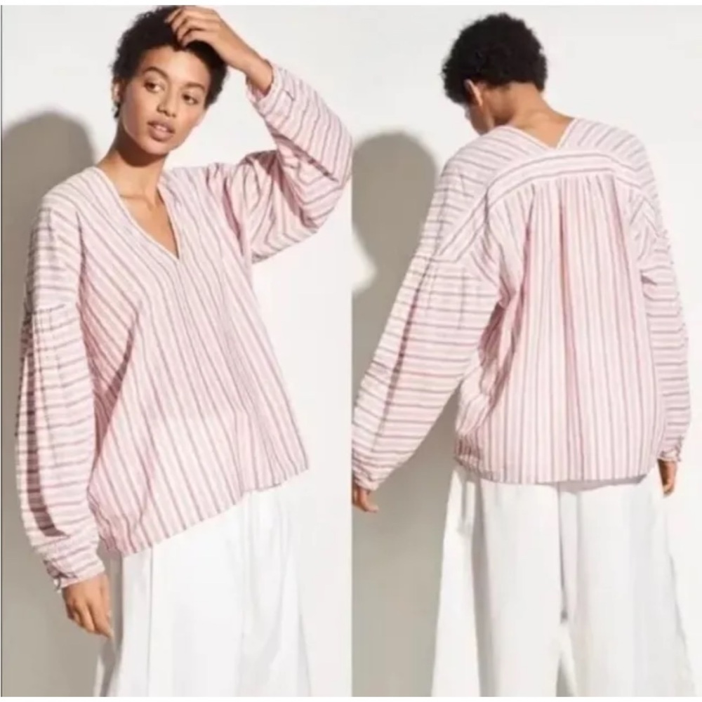 Vince Variegated Stripe Long-Sleeve Pullover Top Size XS